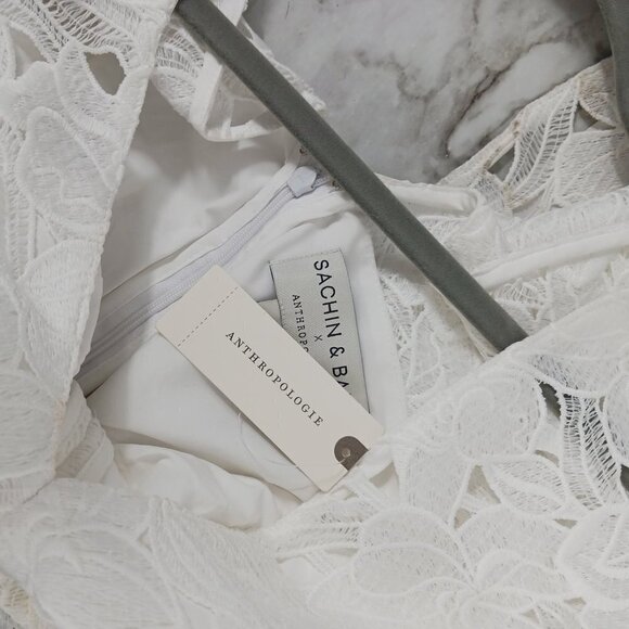 NEW Sachin & Babi Anthropologie White Lace Maxi Dress Women's Size 4 v-neck - Picture 11 of 13